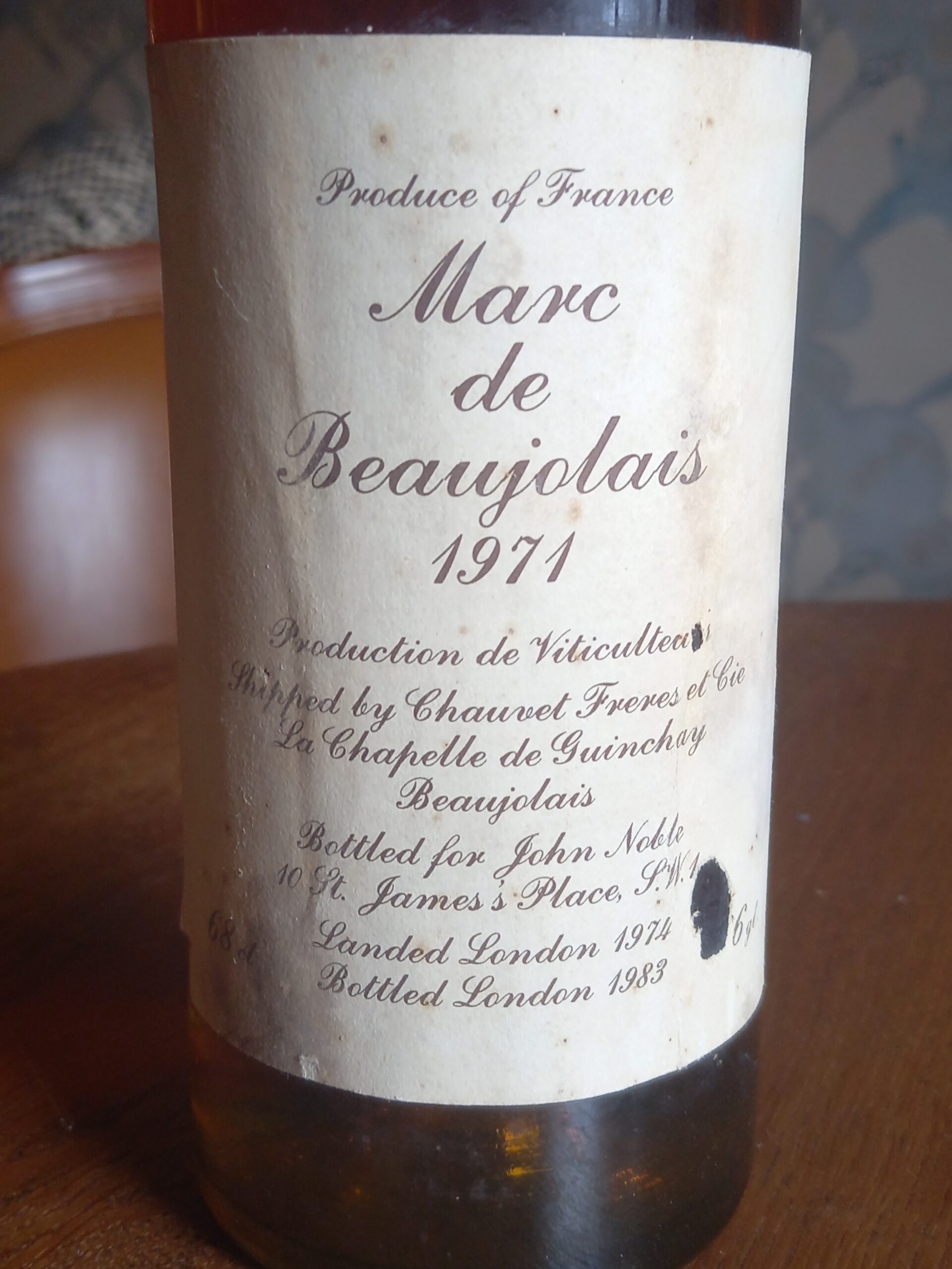 1971 Marc de Beaujolais, Chauvet Freres et Fils, La Chapelle de Guinchay