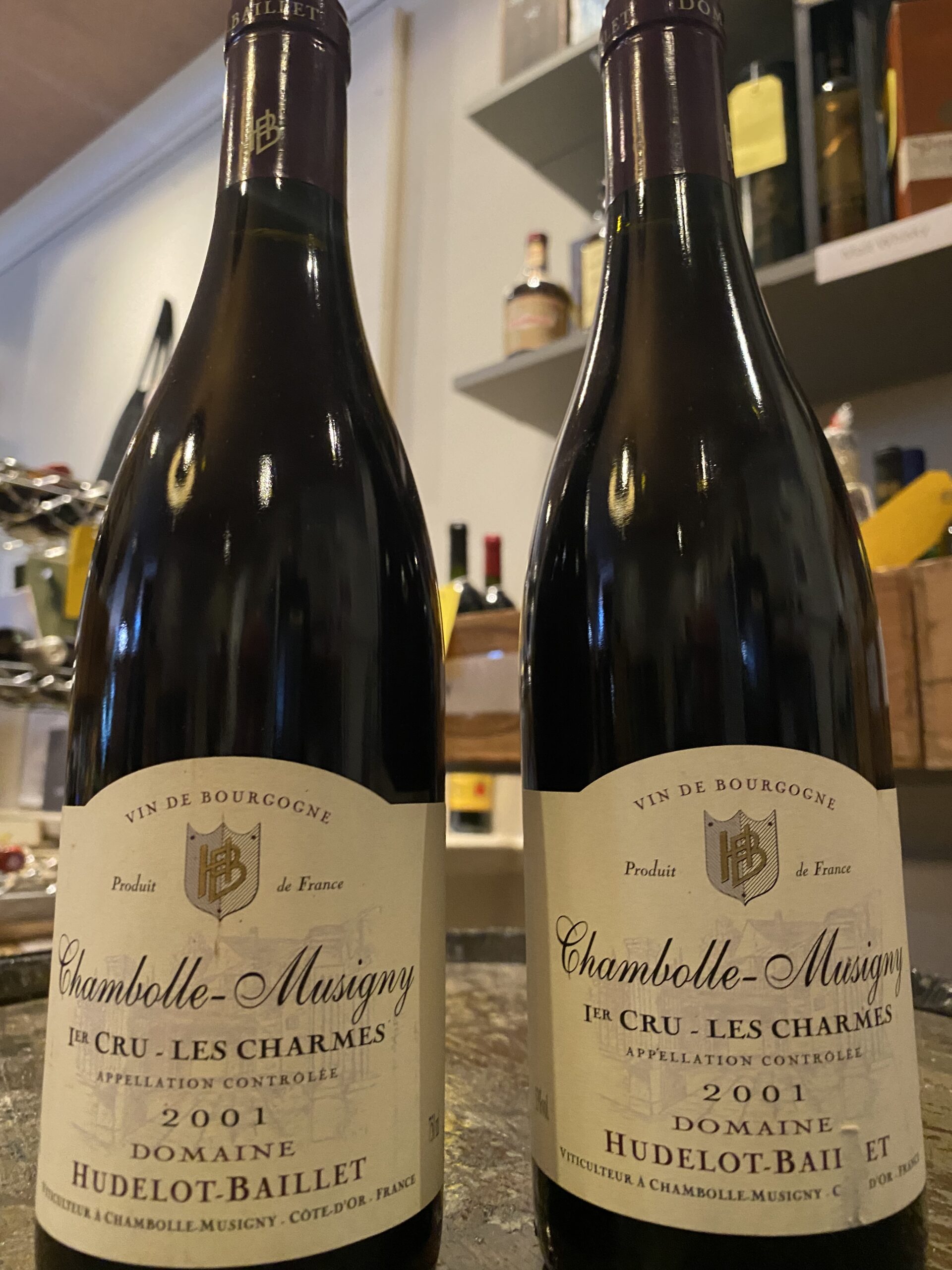2001 Domaine Hudelot-Baillet Les Charmes, Chambolle-Musigny Premier Cru, France, 2 bottles