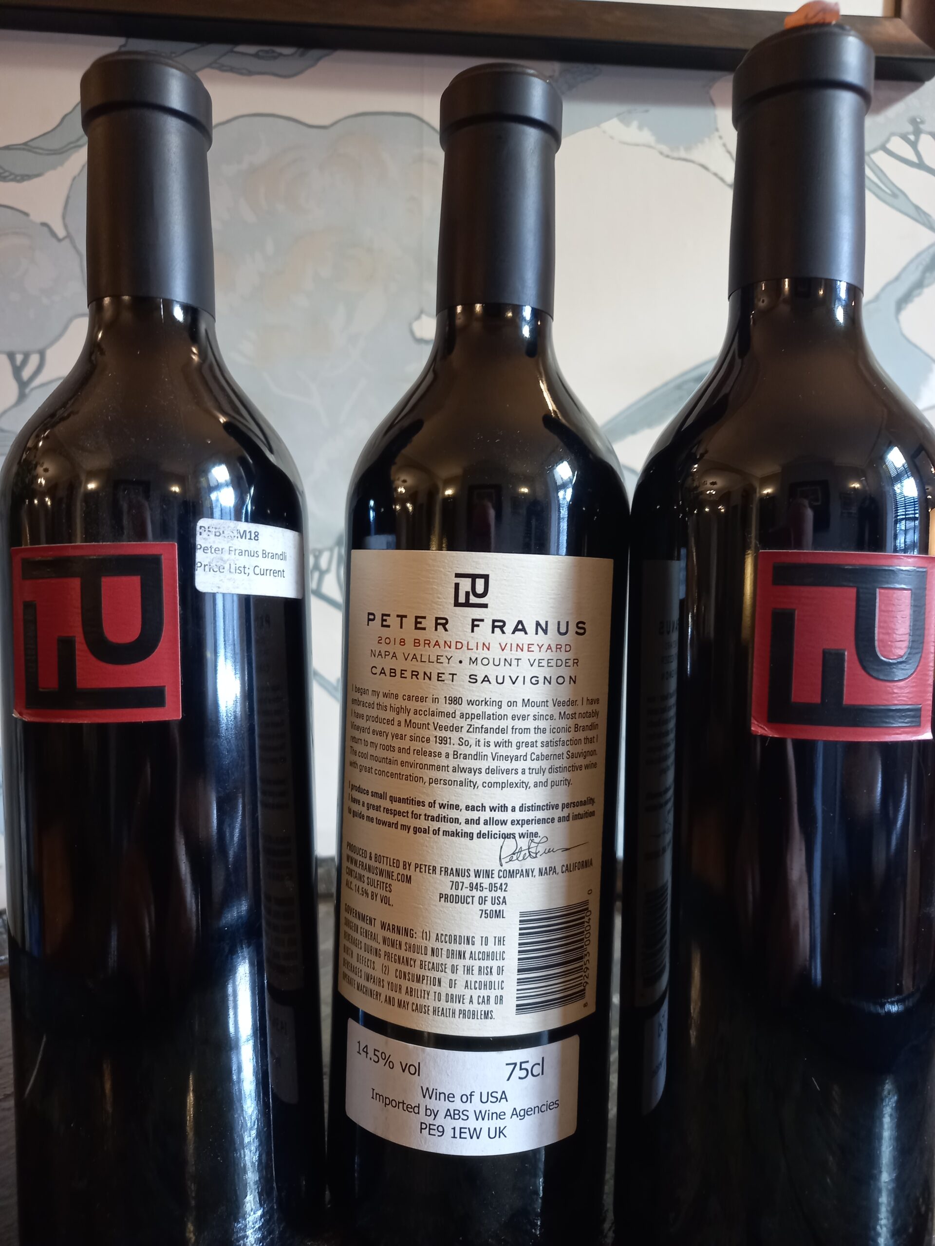 2018 Peter Franus Brandlin Vineyard Cabernet Sauvignon, Mount Veeder, USA