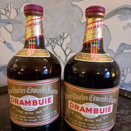 Drambuie A Link with the 45 Prince Charles Edward's Liqueur, Scotland, 2 bottles of 1970's litre, bottlings