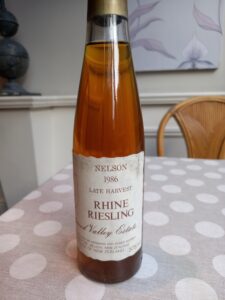 1986 Nelson, Redwood Valley Estate Late Harvest Riesling, Hermann and Agnes Seifried
